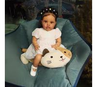 RXDOLL Bambole rinate afroamericane realistiche 24 pollici bambola del bambino che sembra una vita reale come la bambola del bambino fatta a mano neonati panno morbido corpo pelle nera giocattolo
