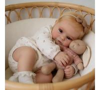 RXDOLL Bambole rinate in silicone da 20 pollici con sorriso dolce e realistico, in silicone, con capelli biondi