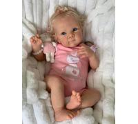 RXDOLL Reborn Bettie Girl Bambole per bambini da 18 pollici, bambola realistica, in tessuto morbido e pesante, set regalo con occhi azzurri grandi per ragazze a partire da