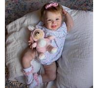 RXDOLL Sweet Smile Reborn Baby Dolls Girl 20 Inch Realistica Bambola Neonata Bambola Bambola Bambola Morbida Corpo Bambole ponderate Che Sembrano Real Silicone Neonati Bambola Infantile con Capelli