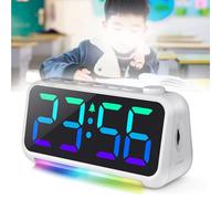 RxGhyl Orologio Digitale, Ampio Display, Sostituzione Luce RGB, Grande Pulsante Snooze, Sveglia con Volume Regolabile, Sveglia per Chi Dorme profondamente, Sveglia per Bambini,Black