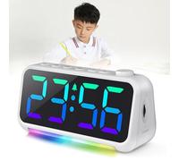 RxGhyl Orologio Digitale, con Display a Colori RGB, Sveglia per Bambini, 12/24 Ore, Caricabatterie USB, Ampio Display, Volume Regolabile, Sveglia rumorosa Adatta per Adolescenti,White