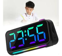 RxGhyl Sveglia ad Alto Volume, Ampio Display, Grande Pulsante Snooze, con Display a Colori RGB, Sveglia per Chi Dorme profondamente, Colore/Volume/luminosità Regolabili,Black