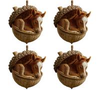 Rxgiasup 4 pezzi pigne acriliche da appendere a forma di animale per albero di Natale, finestre, interni auto e feste di festa, ciondoli in acrilico per la creazione di gioielli