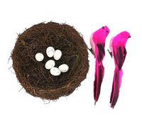 Rxgiasup Nido decorativo a tema pasquale in rattan con uova di uccelli per composizioni da tavolo Home Party Photo Staging Rattan Bird Nest