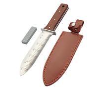 RXJMKCZ Compatibile con Il Coltello da Giardino FEITA Hori Hori - con Fodero in Pelle e Pietra for affilare, Strumento for diserbare e Scavare(Wenge)