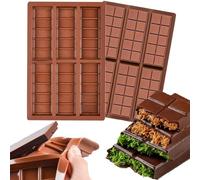 RXKFIGX 2 Pezzi Stampo Silicone Barrette Cioccolato Stampo Per Tavoletta Di Cioccolato Stampos in Silicone Marrone Stampos per Cioccolato in Silicones per Dolci Cioccolatini Cera Profumata