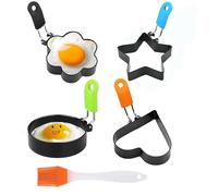 RXKFIGX 4 Stampi per Uova Fritte Stampi per Uova Fritte per La Padella Anello di Uovo in Acciaio Inox Stampo Uovo Fritto Anelli Antiaderenti Fritto Uovo per Muffin Pancake Omelette e Cucina