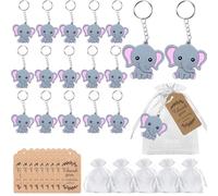 RXKFIGX Set Regalo per Gli Ospiti Baby Shower - 30 Portachiavi, 30 Sacchetti in Organza, 30 Carte Kraft - Favore per Festa di Compleanno e Ritorno
