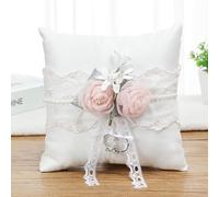 RXMORI Cuscino per FEDI Nuziali, Cuscino di Supporto per Anelli con Pizzo e Fiori, Portafedi, Vassoio Porta Anelli Pallet Decorativo Romantico per Amante Matrimonio sulla Spiaggia, Cerimonia di(#3)