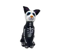 RXMORI Figurine di Cane Nero del Giorno dei Morti, Figurina di Cane Dia De Los Muertos, Statua di Cane di Halloween in Resina Teschi di Zucchero Scultura di Animali Figura (cane)