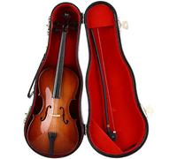 RXMORI Mini violoncello in legno, ornamento per violoncello con espositore e scatola per violoncello, decorazione per strumenti musicali