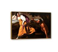 RXNHGJDS artemisia gentileschi quadri moderni soggiorno su tela CORISCA E IL SATY poster dipinti famosi riproduzione su tela Decorazioni Casa42x30cm(17x12in) Cornice dorata