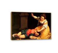 RXNHGJDS artemisia gentileschi quadri moderni soggiorno su tela Jael e Sisra poster dipinti famosi riproduzione su tela Decorazioni Casa100x70cm(39x28in) Cornice in teak