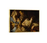 RXNHGJDS artemisia gentileschi quadri moderni soggiorno su tela Saint Sebastian Tended da Saint Irene poster dipinti famosi riproduzione su tela Decorazioni Casa40x30cm(16x12in) Cornice dorata