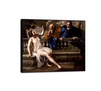 RXNHGJDS artemisia gentileschi quadri moderni soggiorno su tela Susanna e gli anziani poster dipinti famosi riproduzione su tela Decorazioni Casa90x70cm(36x28in) Cornice nera