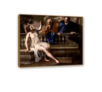 RXNHGJDS artemisia gentileschi quadri moderni soggiorno su tela Susanna e gli anziani poster dipinti famosi riproduzione su tela Decorazioni Casa90x70cm(36x28in) Cornice in teak