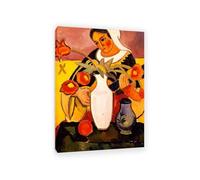 RXNHGJDS August Macke Quadri su Tela Donna che gioca il liuto Riproduzione Quadri Famosi su Tela Espressionismo Astratto Poster per la Decorazione Del Soggiorno42x30cm(17x12in) Con cornice