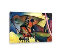 RXNHGJDS August Macke Quadri su Tela Indiani sui cavalli Riproduzione Quadri Famosi su Tela Espressionismo Astratto Poster per la Decorazione Del Soggiorno55x40cm(22x16in) Con cornice