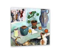 RXNHGJDS August Macke Quadri su Tela Lo spirito della casa gatto Riproduzione Quadri Famosi su Tela Espressionismo Astratto Poster per la Decorazione Del Soggiorno30x30cm(12x12in) Con cornice