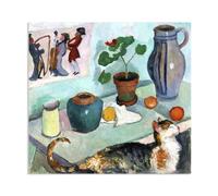 RXNHGJDS August Macke Quadri su Tela Lo spirito della casa gatto Riproduzione Quadri Famosi su Tela Espressionismo Astratto Poster per la Decorazione Del Soggiorno50x50cm(20x20in) Con cornice