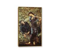 RXNHGJDS Edward Burne-Jones Dipinto su Tela Merlino Repliche Stampe Riproduzione Quadri Famosi su Tela Quadri Moderni Soggiorno Camera da Letto E Bagno30x52cm(12x21in) Cornice dorata