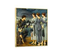 RXNHGJDS Edward Burne-Jones Dipinto su Tela Perseo e le ninfe marine Repliche Stampe Riproduzione Quadri Famosi su Tela Quadri Moderni Soggiorno Camera da Letto E Bagno85x70cm(33x27in) Cornice dorata