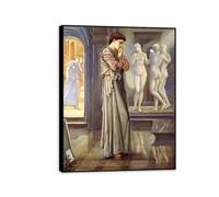 RXNHGJDS Edward Burne-Jones Dipinto su Tela Psiche e pan Repliche Stampe Riproduzione Quadri Famosi su Tela Quadri Moderni Soggiorno Camera da Letto E Bagno80x60cm(31x24in) Cornice nera