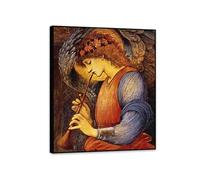 RXNHGJDS Edward Burne Jones Stampa su Tela Angelo che suona un flageolet Repliche Quadri Famosi Riproduzione su tela Soggiorno Arredo Camera Da Letto Arredamento Casa 35x30cm(14x12in) Cornice nera