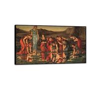 RXNHGJDS Edward Burne Jones Stampa su Tela Lo specchio di Venere Repliche Quadri Famosi Riproduzione su tela Soggiorno Arredo Camera Da Letto Arredamento Casa 55x30cm(22x12in) Cornice nera