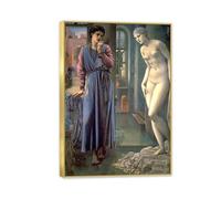RXNHGJDS Edward Burne Jones Stampa su Tela Pigmalione e immagine II Repliche Quadri Famosi Riproduzione su tela Soggiorno Arredo Camera Da Letto Arredamento Casa 100x70cm(33x28in) Cornice dorata