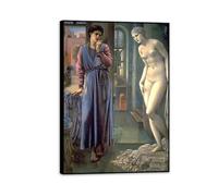 RXNHGJDS Edward Burne Jones Stampa su Tela Pigmalione e immagine II Repliche Quadri Famosi Riproduzione su tela Soggiorno Arredo Camera Da Letto Arredamento Casa 42x30cm(17x12in) Cornice nera