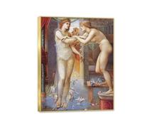 RXNHGJDS Edward Burne Jones Stampa su Tela Pigmalione e immagine Repliche Quadri Famosi Riproduzione su tela Soggiorno Arredo Camera Da Letto Arredamento Casa 65x50cm(26x19in) Cornice dorata