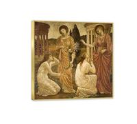 RXNHGJDS Edward Burne Jones Stampa su Tela Psiche nei santuari di Juno Repliche Quadri Famosi Riproduzione su tela Soggiorno Arredo Camera Da Letto Arredamento Casa 70x70cm(28x28in) Cornice dorata