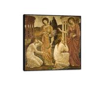 RXNHGJDS Edward Burne Jones Stampa su Tela Psiche nei santuari di Juno Repliche Quadri Famosi Riproduzione su tela Soggiorno Arredo Camera Da Letto Arredamento Casa 40x40cm(16x16in) Cornice nera