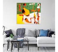 RXNHGJDS Joan Miro Opere d'arte famose Figure di fronte a una metamorfosi Quadro su Tela Riproduzione Quadri Famosi Su Tela Moderno Astratto Arte Cucina Soggiorno Camera70x60cm(28x24in) Con cornice