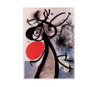 RXNHGJDS Joan Miró Quadro Surrealismo Su Tela Donna uccelli davanti al sole Poster Riproduzione Stampa Su Tela per camera da letto decorazione in casa110x80cm(43x31in) Senza cornice