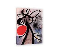 RXNHGJDS Joan Miró Quadro Surrealismo Su Tela Donna uccelli davanti al sole Poster Riproduzione Stampa Su Tela per camera da letto decorazione in casa110x80cm(43x31in) Con cornice