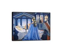 RXNHGJDS Paul Delvaux Quadri su tela L'annunciazione Stampe da Parete Soggiorno Arte murale Riproduzioni di Dipinti Famosi su tela Surrealismo Poster65x50cm(26x19in) Cornice nera