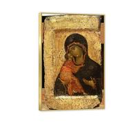 RXNHGJDS Telaio oro La Madonna col Bambino di Vladimir Andrei Rublev Quadro Riproduzione su tela Religiose Stampa su tela Pronta da Appendere Canvas Quadri Moderni45x30cm(18x12in)