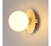 RXPVUXE Applique da parete color noce Lampada da parete con venature del legno G9 Lampada da parete globo, luci da parete nordiche per interni Applique da parete per camera da letto Comodino Corridoio