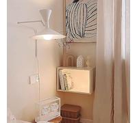 RXPVUXE Applique da parete industriale, applique da parete con braccio oscillante Lampada da parete vintage regolabile ad angolo Cavo da 1,5 m, applique da parete moderna di metà secolo Paralume girev