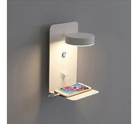 RXPVUXE Applique da parete regolabile Lampada da parete moderna bianca da lettura sul comodino con interruttore on/off e porta USB, 6W Lampada da parete in metallo cablata per interni Lampada da paret