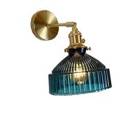 RXPVUXE Applique da Parete Vintage Moderno a 1 Luce con Paralume Pieghettato Trasparente Portalampada in Ottone Regolabile a 180°, Apparecchio di Illuminazione da Parete E27 Oro con Interruttore Rotat
