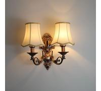 RXPVUXE Applique da parete vintage per corridoio corridoio con paralume in tessuto a tromba, lampada da parete retrò oro antico fattoria candela lanterna apparecchio camera da letto comodino soggiorno