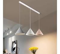 RXPVUXE Lampada a sospensione moderna Macaron a 3 luci Lampada a sospensione nordica a LED Lampadario lineare da pranzo regolabile, Apparecchio di illuminazione per isola cucina a forma di cono 54W 30