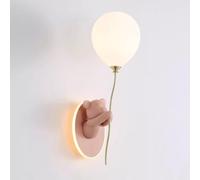 RXPVUXE Lampada da parete a forma di orso rosa Lampada da parete moderna a palloncino Camera dei bambini Lampada da parete a forma di cartone animato con paralume in vetro, Applique da parete in resin