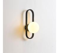 RXPVUXE Lampada da Parete Moderna per Interni, Lampada da Parete a Globo della metà del secolo con Paralume in Vetro Bianco Latte, Lampada da Parete cablata in Metallo a Forma di Anello ellittico per