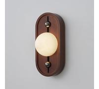 RXPVUXE Moderna applique da parete in alabastro, paralume rotondo in marmo e base in legno lampada da parete a LED con 3 modalità colore, lampada da parete in pietra stile vintage nordico(Oval)