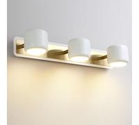 RXPVUXE Moderna lampada da bagno a LED, luci minimaliste sopra lo specchio, testa della lampada regolabile e ruotabile, luce calda 3000K for soggiorno corridoio camera da letto(White,3-Lights)